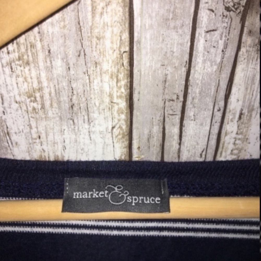 Market & Spruce Navy Striped Blouse - Picture 4 of 5